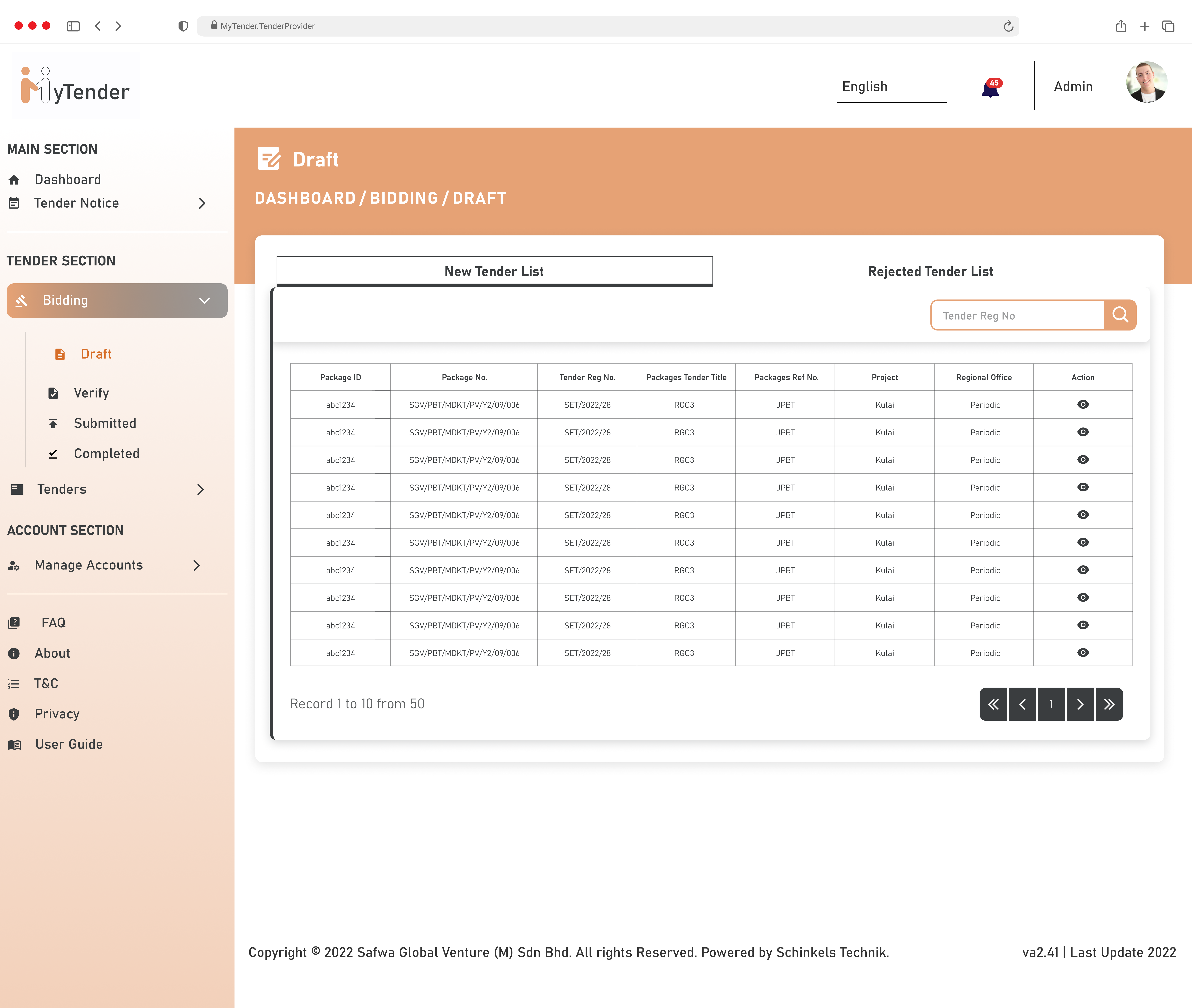 MyTender - Contractor - Draft