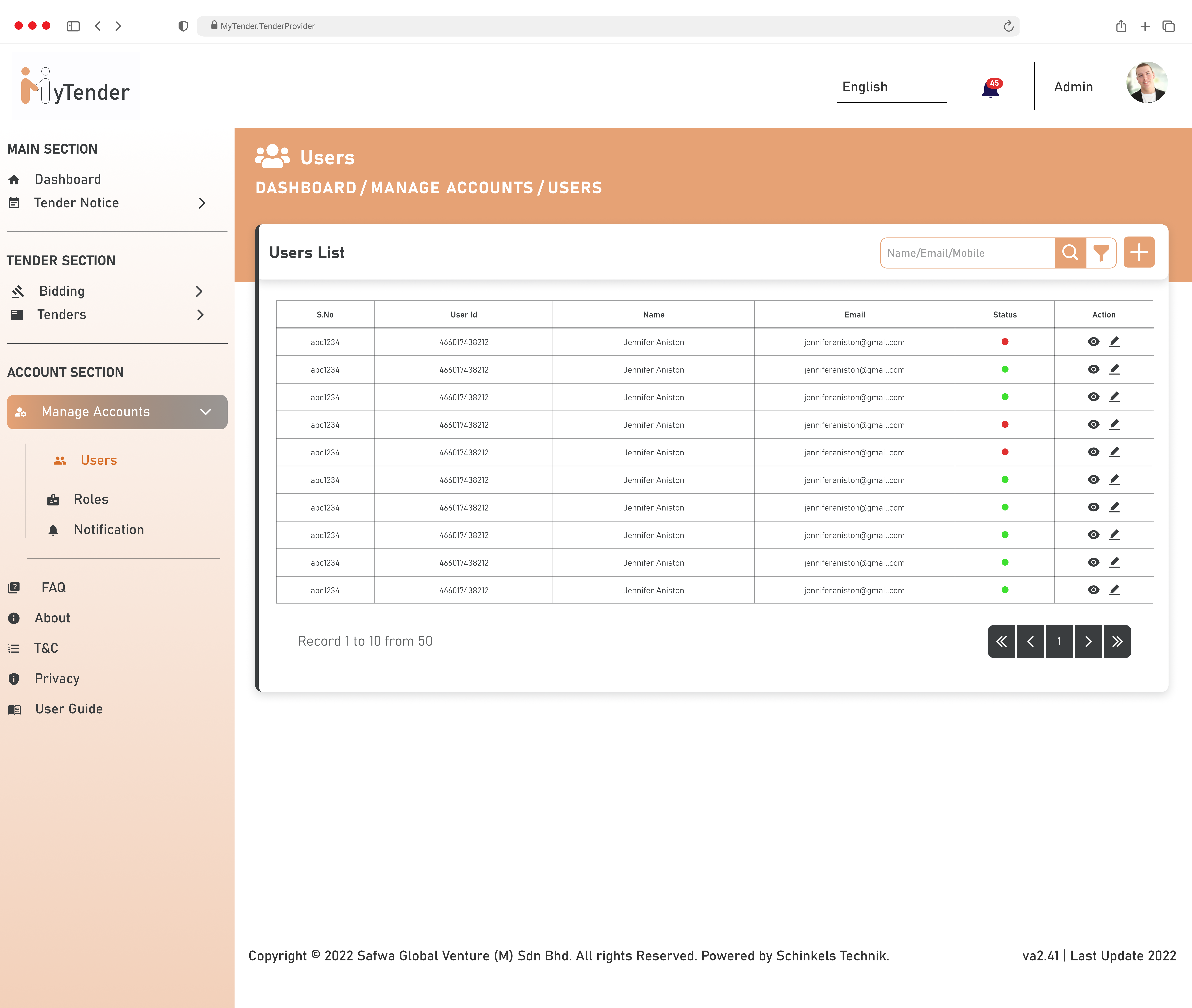 MyTender - Contractor - Users