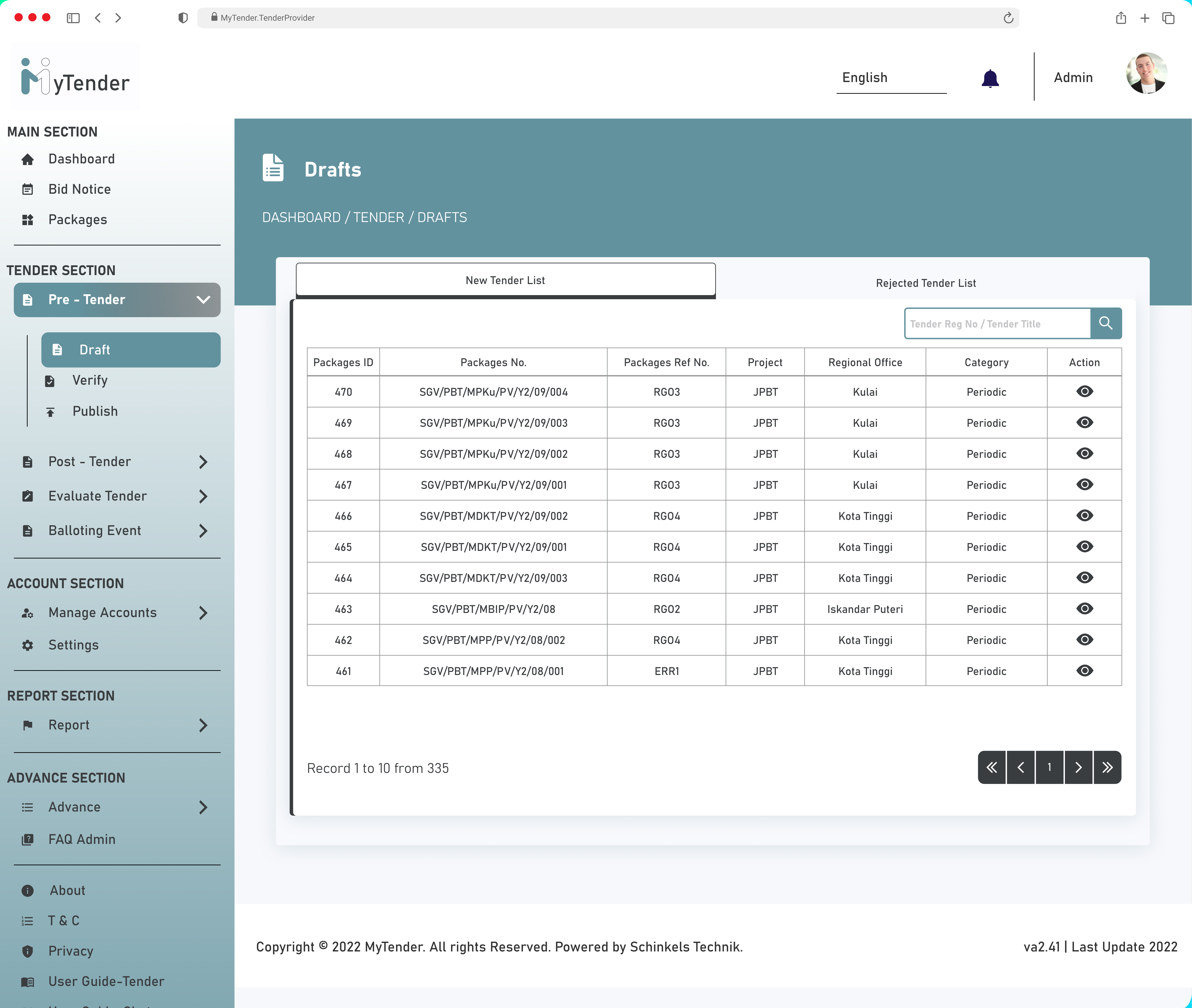 MyTender - Tender provider - Draft